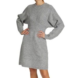 Derek Lam 10 Crosby Aisha Sweater Dress Sz M‎ Gray Wool Blend Batwing Cozy